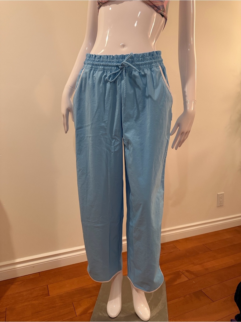 NWT OFFLINE by Aerie Blue Track Pants White Piping S Long